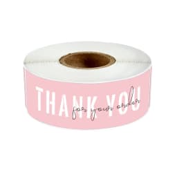 120pcs Rectangle Thank You For Your Order Sticker for packaging Stationary Stickers Roll Black Pink Transparent Thank you labels
