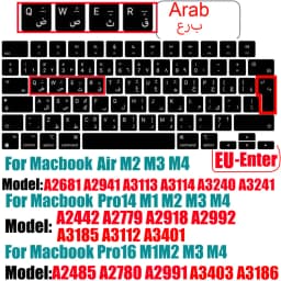 Keyboard Cover for MacBook M4 M3 M2 Pro/Max Chip MacBook Air 15.3"/13.6" A3240/A3241/A2941 Pro 14"/16" A2992/A2779/A2991/A2918
