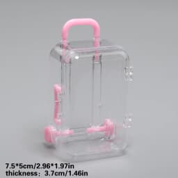 7x5cm Transparent Mini Suitcase Trolley Luggage Candy Packaging Box Handbag Model Earrings Necklace Ring Gift Display Box 1Pcs