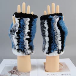 2026 New Fashion Real Rex Rabbit Fur Gloves Women Winter Genuine Fur Mittens Girl Fingerless Gloves Wrist Warmer Elastic Fluffy