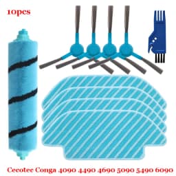 For Cecotec Conga 4090 4490 4690 5090 5490 6090 Robot Vacuum Cleaner Side / Soft Roller Brush Mop Cloth Rags Wheel Accessories