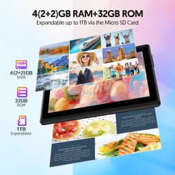 BAKEN 7-inch Tablet (Android 13, Quad-core, 2GB+32GB, Supports 1TB Expansion, WiFi 6, Dual Cameras); Includes Protective Case