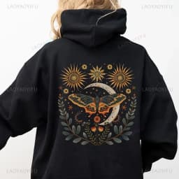 Bug Goblincore Moon Phases Moth Hoodie Luna Moth Sweatshirt Dark Academia Clothing Cottagecore Top Witchy Sweater Insect Tshirt