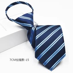 New 7cm Mens Tie Pre-tied Easy Wear Neck Tie Business Wedding Zipper Lazy Pre-tied Korean Style Striped Plaid Solid Necktie