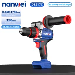Brushless Cordless Impact Drill NANWEI Cordless 20v 13mm Ice Drill Power Tool 160NM High Torque