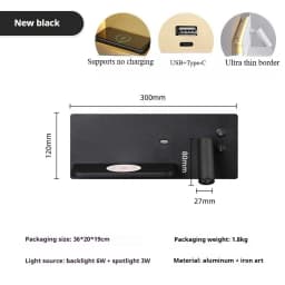 Multifunction Wall Lamp With Led Phone Wireless Charger Shelf Night Lighting Table Bed Reading Bedroom Hotel Bedside USB Sconces