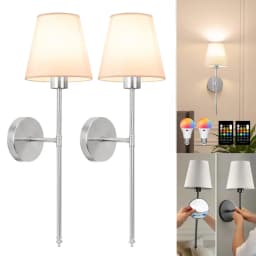 Nordic LED Wall Lamp Charging Function Retro Fabric Black GoldSilver E27 Socket Wireless Remote Control RGB For Bedroom Study