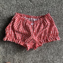 Lamuusaa Shorts y2k Women Clothes Casual Ruffle Trim/Plaid/Solid Color/Duck Print Elastic Waist Pajama Hot Pants 2000s Clothing