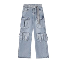 Y2K Black Cargo Pants for Women Straight Leg Jean Edgy Style Pocket Trousers Streetwear 2000s Aesthetic Grunge Pants Pantalones