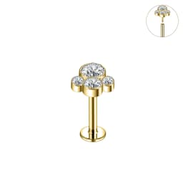 ZS 1PC 16G Rose Gold Plated Helix Piercing Earring Zircon Lip Stud Star Moon Labret Piercing Jewelry Crystal Lip Body Jewelry