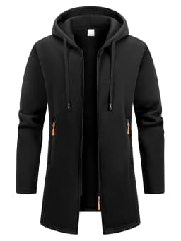 Men's Retro Zipper Jacket Mid Length Windbreaker Spring Autumn Winter Fleece Warm Jackets Fashion Casual Patchwork Yarn Coat
