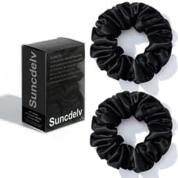 2PCS 100% Natural Silk Solid Color Hair Ties High Quality Hair Scrunchies Women Big Hairbands Hair Accessories 22Momme
