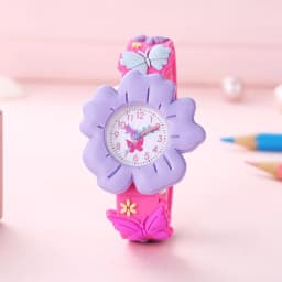 New Children's Flower Butterfly Cartoon Watch 3D Pattern PVC Soft Adhesive Skin friendly Children's Learning Watch