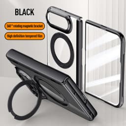 Luxury Transparent 360 Rotate for Magsafe Bracket Case for iPhone Ultra Fold Cover HighDefinition privacy Screen Protector Case