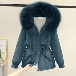 Women's down Cotton Jacket Short Thickened Winter New Style Fleece Lined Parka Korean Version Loose Cotton Coat