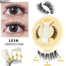 2 Pairs Magnetic Eyelash Natural Look Fluffy False Eyelashes Reusable Magnetic Eyelash Set with Applicator No Glue Need Makeup