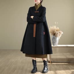 Retro Cotton Jacket Women's Loose Warm Long Coat with Button Embroidery Linen Cotton Diamond Stitching Winter Artistic Style