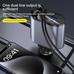 Car Charger Adaptor 120W Fast Charge USB Type C Fast Charger Cable with Retractable Cords Fit for iPhone 16/15/14/13/12 Samsung