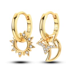 925 Sterling Silver Gold Color Circular Hoop Earrings Golden Earring Fit Original Charms Diy Fine Jewelry For Fashion Women