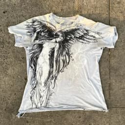 Black Mens Gothic Dark Style Sweatshirt Loose Unique Wing Print Design on Front Chest Trendy Casual Streetwear Edgy Personality