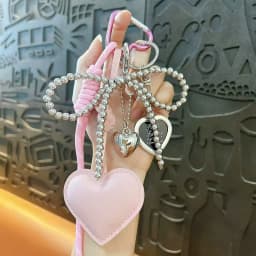 Bag Pendant Gift Heart Shape Imitation Leather Keychain Vibrant Color Bag Decor Charm Bag Car Key Accessory Ornament