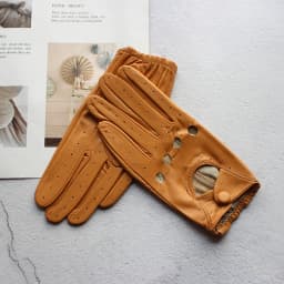 Women's Summer Full Finger Leather Gloves Breathable Single-Layer Sheepskin Fashionable Short Motorcycle Riding Gloves