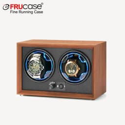 FRUCASE Wooden Watch Winder for Automatic Watches 2 Rolex Box Jewelry Display Collector Storage with Light