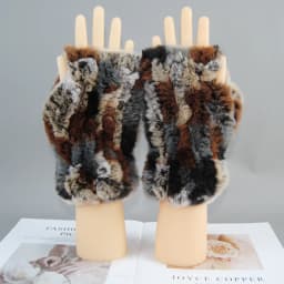 2026 New Fashion Real Rex Rabbit Fur Gloves Women Winter Genuine Fur Mittens Girl Fingerless Gloves Wrist Warmer Elastic Fluffy