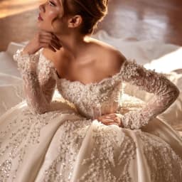 Elegant Wedding Dress Taffeta With Beading Satin Ball Gown Boat Neck Fullsleeve Bridedress Customized Vestido De Novia Lace Robe