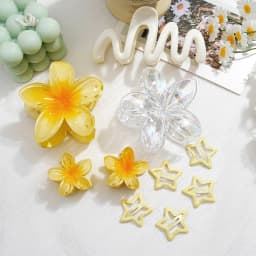 10pcs/set Sweet Gradient Flower Wave Star Hair Clips Claw Clamp Hairpin Women Beach Barrette Hairpin Summer Hair Accessories