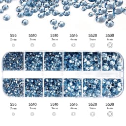 Nail Art Rhinestones Kit 2400pcs Nail Gems Ab Flatback Rhinestones Gems Stones with Storage Organizer for Design Bright Holiday