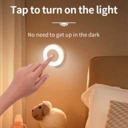 6CM Rechargeable LED Night Light with Touch Switch Magnetic Round Wall Lamp 3 Colors Dimmable Bedroom Cabinet Stairs Night Lamp