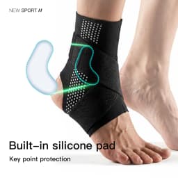 1Pc VILICO Breathable Adjustable Ankle Brace, Silicone Padded Sports Ankle Support, Unisex Brace for Running, Fitness and Daily