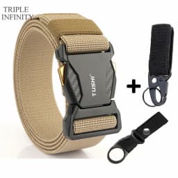 Luxury Metal Quick Release Pluggable Buckle Elastic Belt For Men Durable Tactical Belts Cowboy Outdoor Stretch Army Belt Hunting