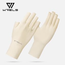 WRELS Fingerless Gloves Summer Sunscreen UV Protection Ice Silk Gloves Are UV Resistant Non Slip UPF50+ Fingerless Gloves
