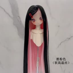New 1/3 1/4 1/6 Doll Wig Dual Color Long Hair with Bangs Sweet Cool Soft High Temperature Silk False Hair Doll Accessories
