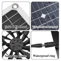 Portable Solar Powered Exhaust Fan Kit Weatherproof Ventilation Fan for Greenhouse Dog House RV Chicken Coop Shed Outdoor Use