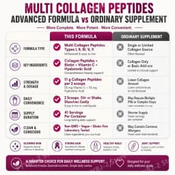 Multi-Collagen Peptides Powder – Hydrolyzed Collagen Blend with Vitamin C & Biotin Supports Skin,Hair and Nail Health 454g/1lb