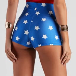 Women Summer High Waist Shorts Stars Pattern Print Micro Bottoms Shorts Slim Fit Party Clubwear Bottoms