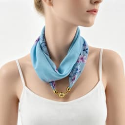 Magnetic Buckle Thin Chiffon Decorative Neck Scarf, Magnolia Print Neck Wrap, Lazy Scarf Quick Easy Fastening Neckerchief