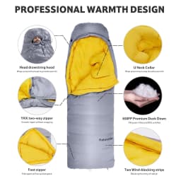 Naturehike CW400/CW700 Ultralight 650FP Duck Down Sleeping Bag 4 Seasons Compact Portable Sleeping Bag for Outdoor Hiking Travel Winter Warm Down Sleeping Bag