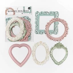 10 pcs Relief retro frame hollow-out square round shape picture frame gorgeous relief hand tent DIY decorative collage material