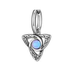 Vnox Retro Celtic Knot Triangle Earrings for Men Women,Black Opal Stone Hoop Earrings,Vintage Stainless Steel Geometric Earrings