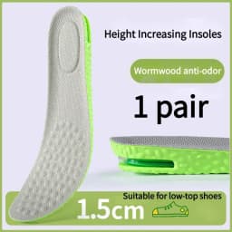 Height Increase Insole for Men Growing Sole Shoes Insoles Unisex Quality Sports Air Shock Absorbing Anti-Odour Shoe Pads 1Pair