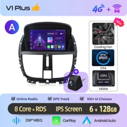 Junsun 7" Wireless CarPlay Android Auto Car Radio for PEUGEOT 207 207CC 2006 2007-2015 Multimedia Wireless Apple CarPlay Smart Intelligent Systems IPS Touch Screen Stereo Video Player 2 Din Autoradio Head Unit Navigation BT GPS 4G WIFI FM AM DSP RDS SWC