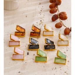 Yhpup Multi Color Stainless Steel Acrylic Resin Rectangle Stud Earrings Tarnish Resistant Daily Fashion Jewelry PVD Plated