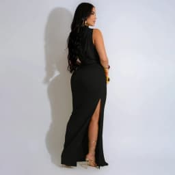 CM.YAYA Women O-neck High Split Ruched Stacked Bodycon Midi Maxi Dress 2024 Evening Party Club Vestidos Sexy Chic Long Dresses