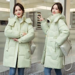 Thickened Black Gold down Cotton Jacket Women's Large Size Mid-Length Korean Style Loose Cotton Clothes Winter New Bread Coat