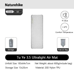 Naturehike New 3.5 High R-value Camping Air Mattress Lightweight Sleeping Air Pad Portable Quick Inflatable Travel Hiking Mats