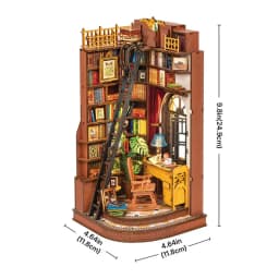 Robotime Rolife Silent Corner Study DIY Book Nook Shelf Insert Wooden Miniature Doll House for Bookshelf Insert Furniture TGE02
